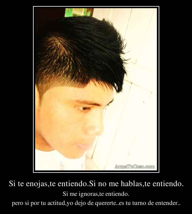 Si te enojas,te entiendo.Si no me hablas,te entiendo.