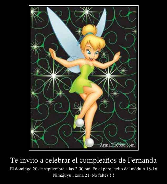 Te invito a celebrar el cumpleaños de Fernanda